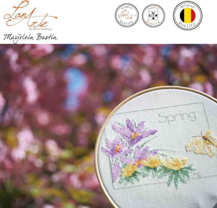 Lanarte PN-0173621 Kreuzstichset 4 Jahreszeiten 4er Set, Zahlmuster Zählmusterpackung, Baumwolle, me