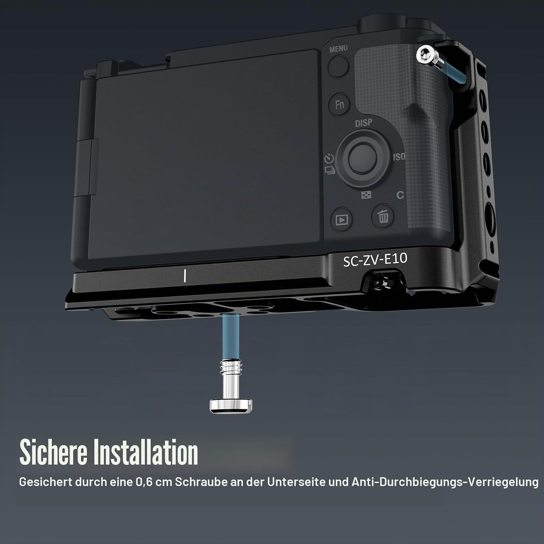 SIRUI ZV-E10 Käfig mit Silikongriff, Kamerakäfig für Sony ZV-E10 mit eingebauter Schnellwechselplatt