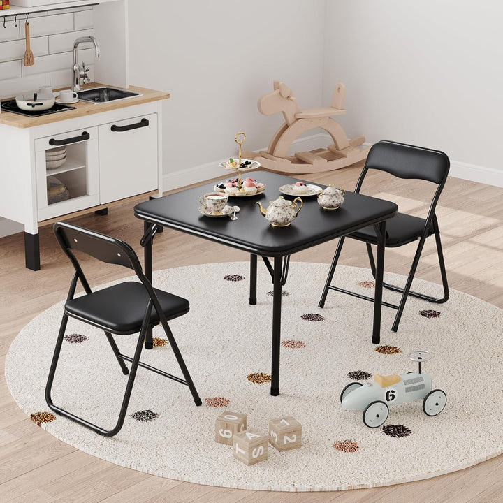 GarveeHome Klapptisch-Set mit 2 Klappstühlen, Portabel & Platzsparend, Stabiler Metallrahmen für Woh