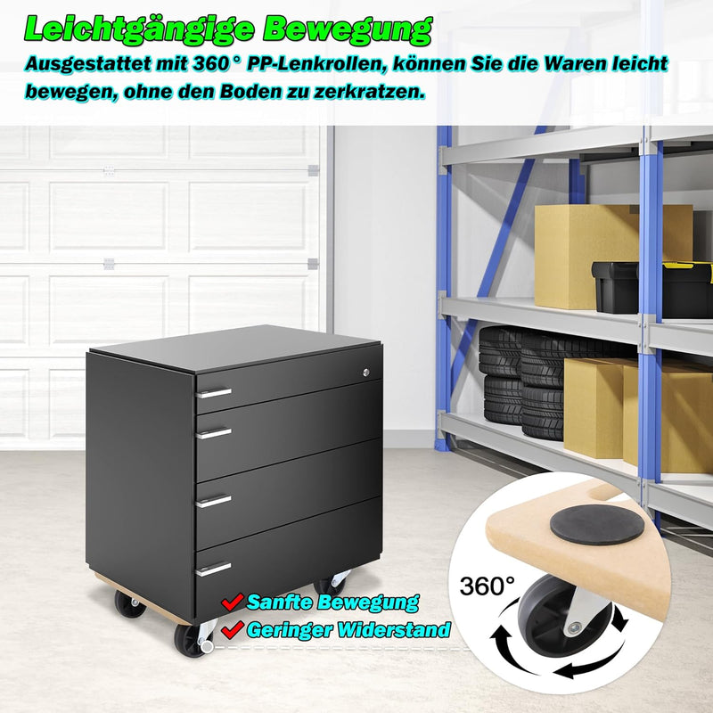 VA-Cerulean Rollbrett 4 Stück Transportroller Möbelroller mit Gummipads Rollbretter max. 200 kg Trag
