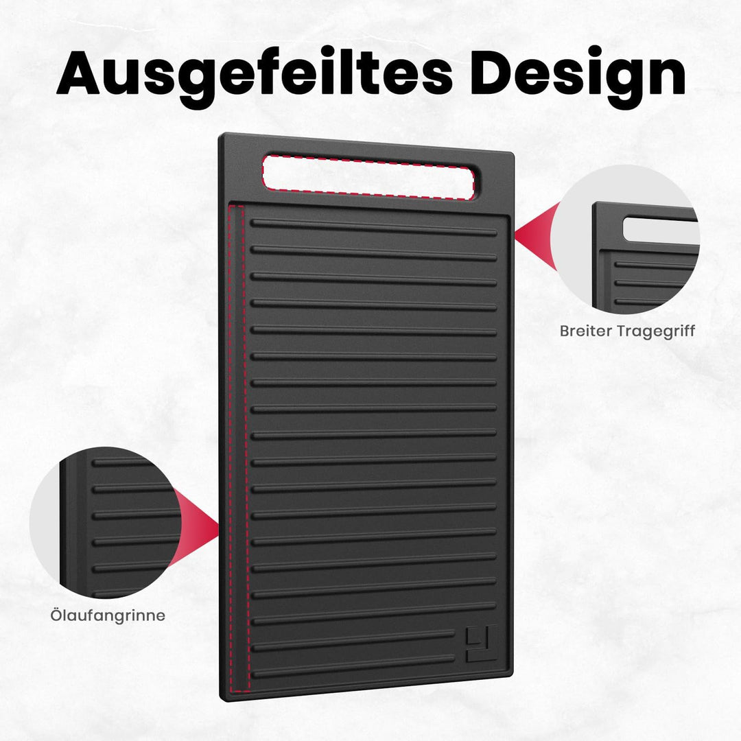GASLAND GDS25C Grillplatte, Flache Grillpfanne mit Griff für Gaskochfelder, Gusseisen, Rostschutz, Z