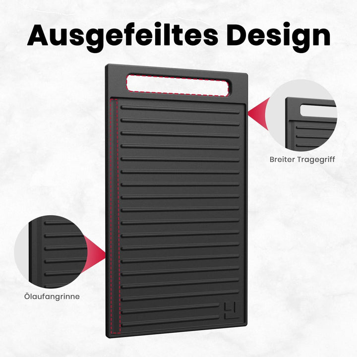 GASLAND GDS25C Grillplatte, Flache Grillpfanne mit Griff für Gaskochfelder, Gusseisen, Rostschutz, Z