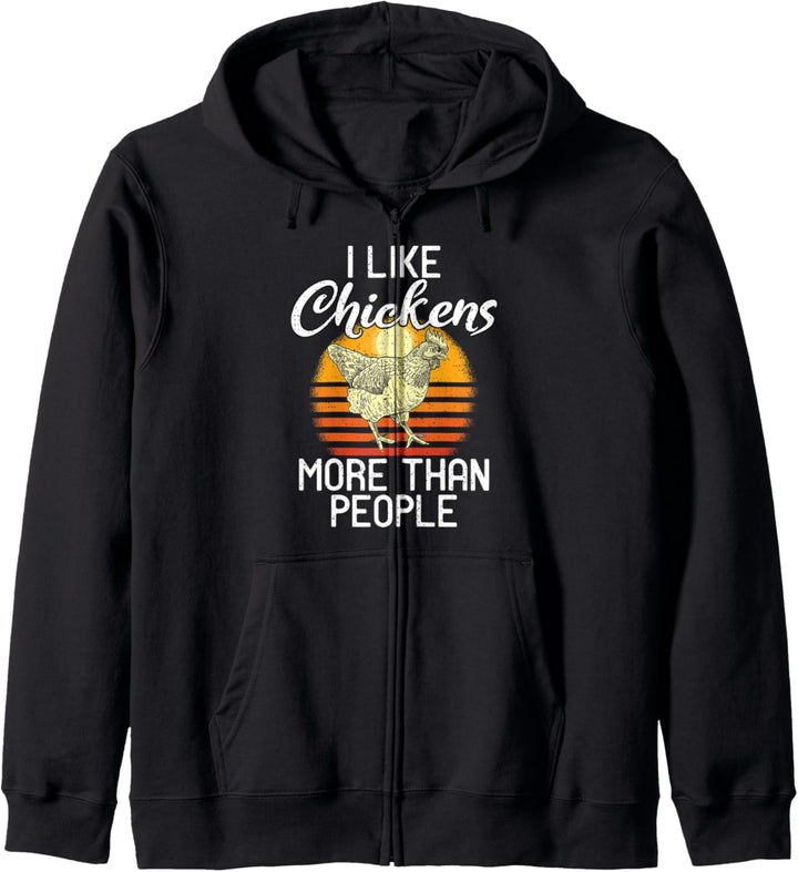 I Like Chickens More Than People Retro Vintage Style Huhn Kapuzenjacke