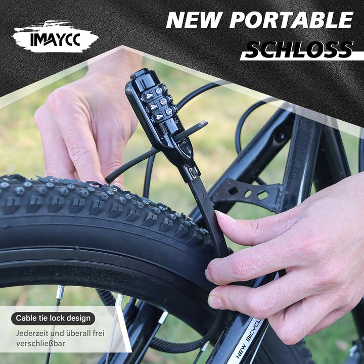 IMAYCC Kabelbinder Schloss mit Zahlencode – Leichtes Fahrradschloss & Zahlenschloss für Helm, Scoote