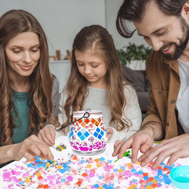FORMIZON Mosaik Lampe Basteln, Mosaik Bastelset Kinder, Glasmosaik Kerzenhalter Kit für Heim Deko, D