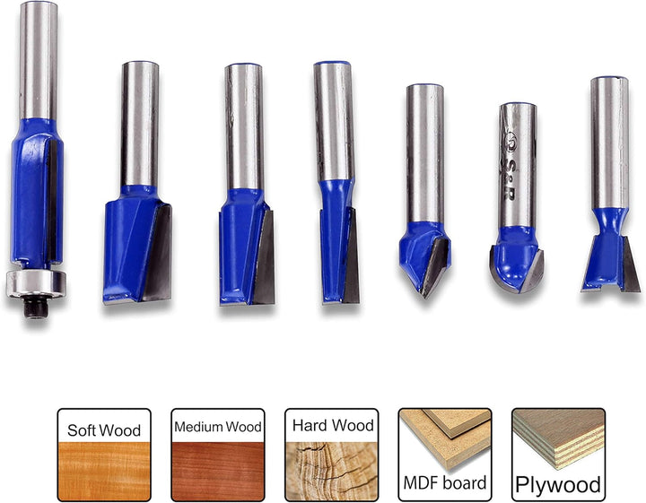 S&R Hochleistungs Fräser-Set 12-tlg, Holzfräser in Industrie-Qualität für hartes und weiches Holz mi