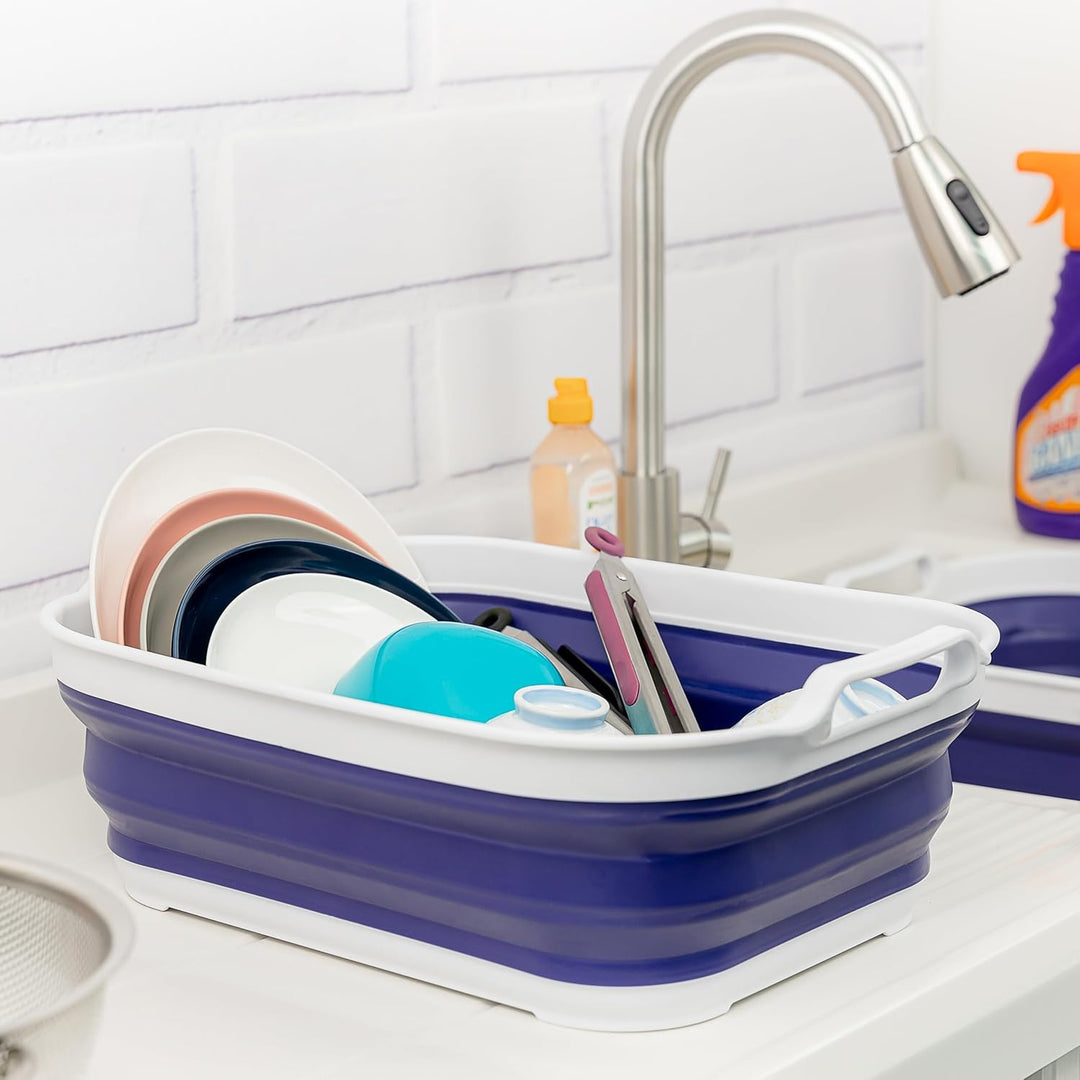 SAMMART 13L zusammenklappbare Wanne mit Griff – tragbarer Outdoor-Picknickkorb/Krater – Faltbare Ein