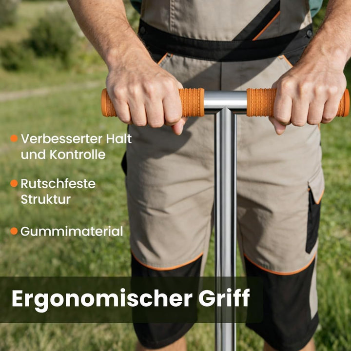I IHAYNER Aerifizierer für Rasen, Rasenlüfter aus Edelstahl, 3 Zinken Hohlzinken, Gartengerät zum Ra
