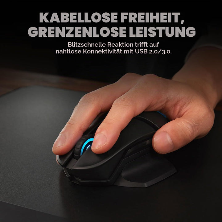 OMEN Photon Gaming Maus (kabellos, Qi Charging, bis zu 16.000 dpi, 11 programmierbare Tasten, RGB-Be