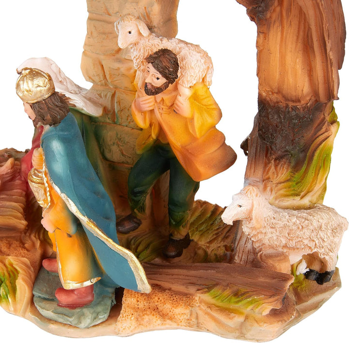 BRUBAKER Weihnachtskrippe - Jesus, Maria, Josef und die Könige im Krippenstall - 22 cm Tischkrippe W