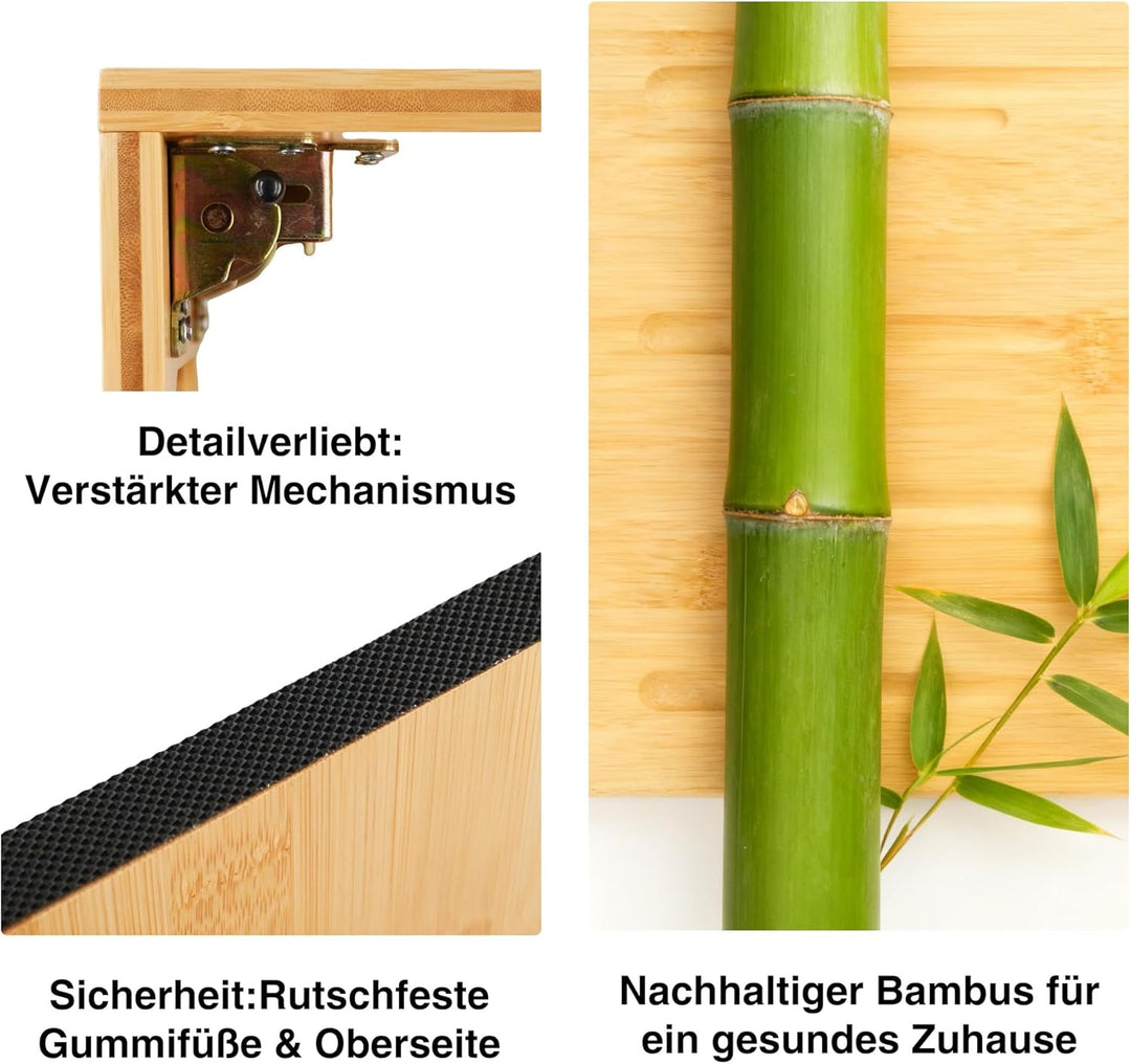 Zedelmaier Klappbarer Toilettenhocker aus Bambus, 20cm hoch – Ergonomischer WC-Hocker mit 35°Neigung