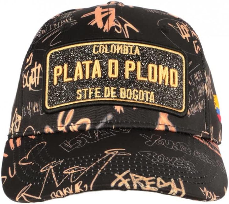 Kappe Plata o Plomo Orange und Schwarz Strass Fashion Rich Colombia Baseball - Grösse: Einheitsgröss