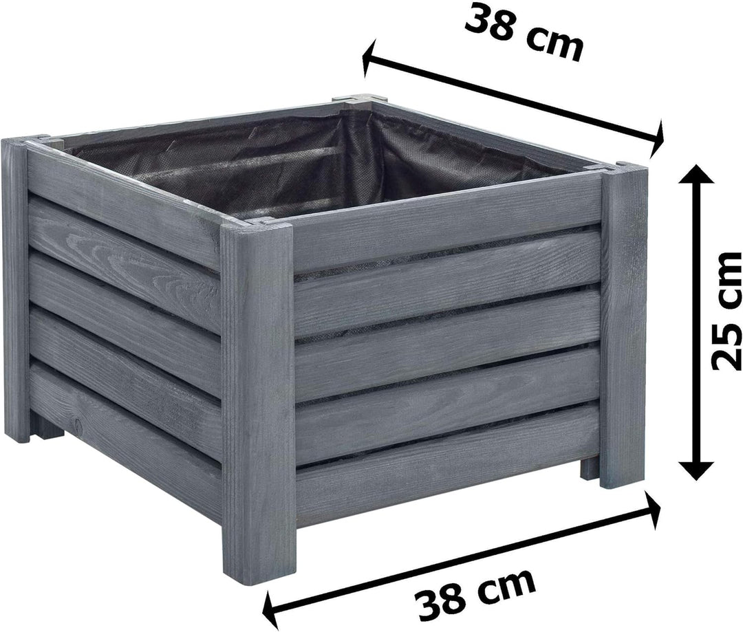 BOGATECO Pflanzkasten Pflanzkübel aus Holz | 30 x 38 cm | Anthrazit | Blumen-Topf Perfekt für Garten