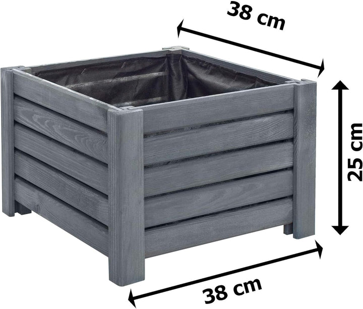 BOGATECO Pflanzkasten Pflanzkübel aus Holz | 30 x 38 cm | Anthrazit | Blumen-Topf Perfekt für Garten