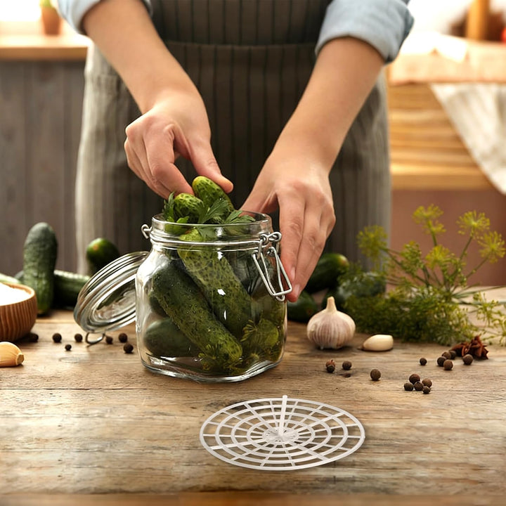 5 Pcs Fermentiergitter mit Halterung, Fermentiergewichte für Verhindern Lebensmittel mit Luft in Kon