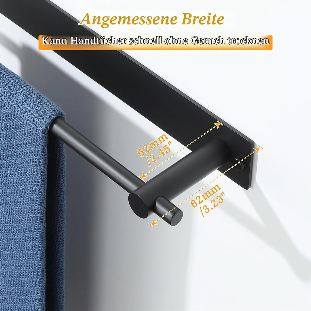 Mooche Handtuchhalter Ohne Bohren 304 Edelstahl Handtuchstange Schwarz 40CM, 40CM