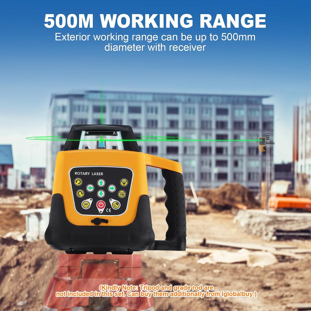 360° Grünstrahl-Rotationslaser 500m IP54 Selbstnivellierend mit Empfänger | 360° Grün Strahl, 500m R