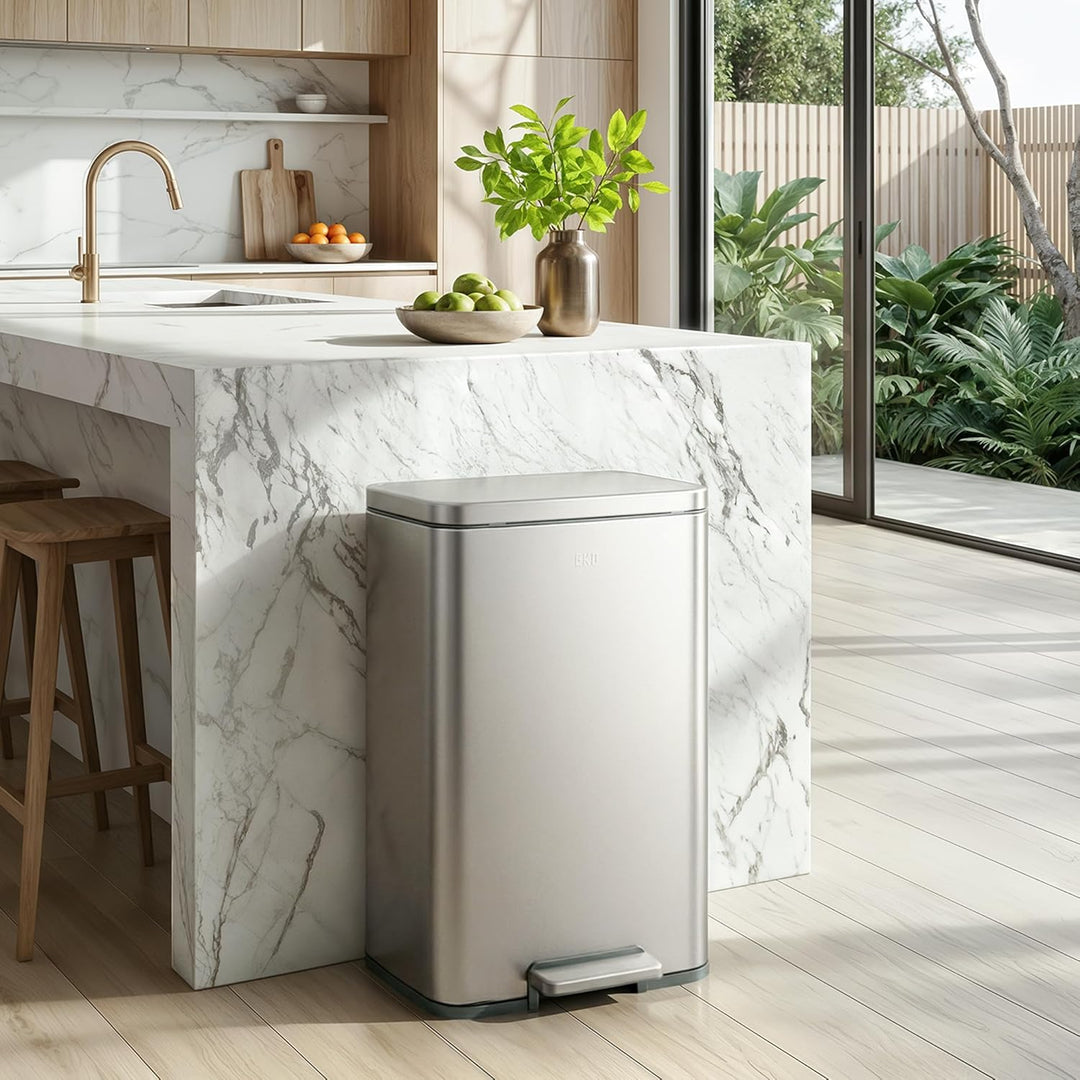 EKO Madison 50l Mülleimer Küche, Tretmülleimer mit Geruchsfach und Inneneimer, Mistkübel mit Soft-Cl