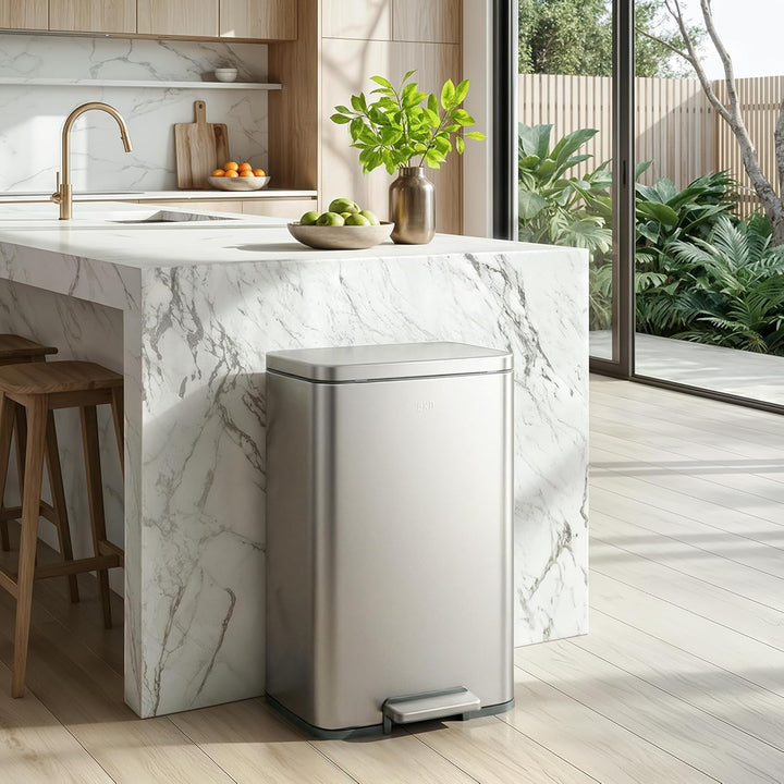 EKO Madison 50l Mülleimer Küche, Tretmülleimer mit Geruchsfach und Inneneimer, Mistkübel mit Soft-Cl