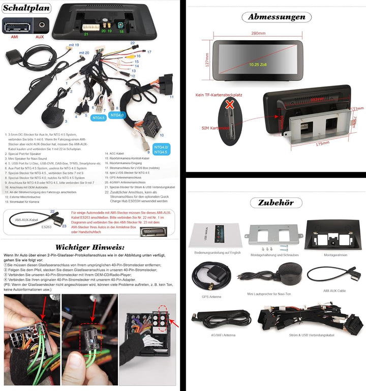 Erisin 10,25 Zoll 8-Kern 4GB+64GB Android 13 Autoradio Bluetooth GPS Navi für Mercedes ML Klasse W16