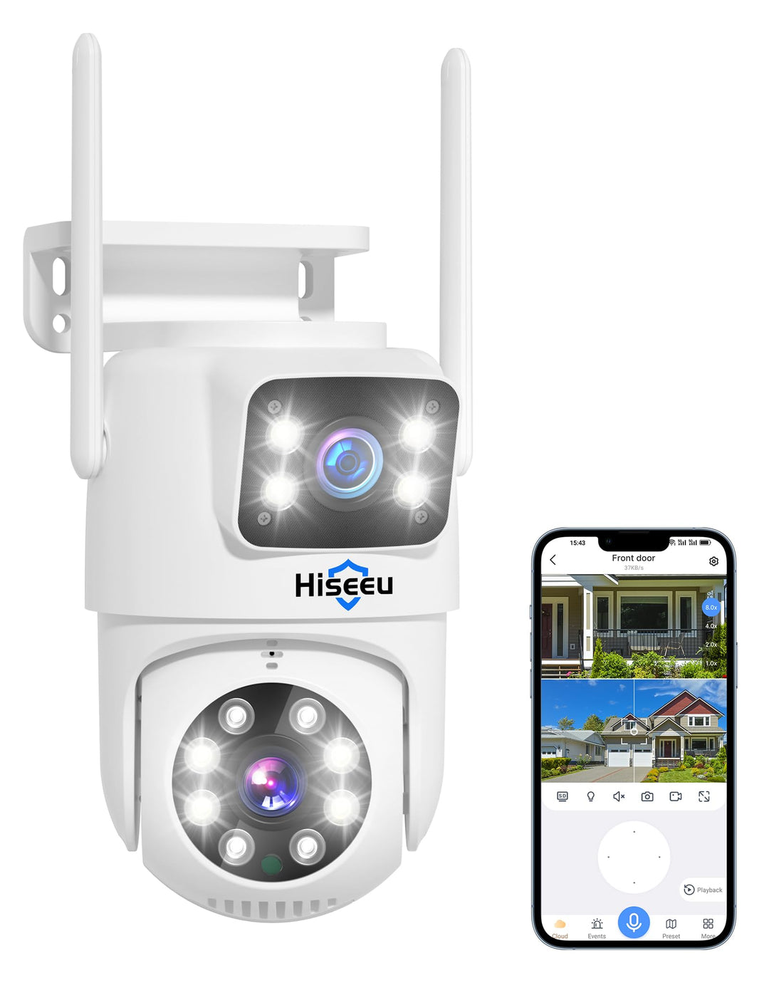 Hiseeu [Dual-Objektiv 3MP Überwachungskamera Aussen WLAN,2,4G/5G Dual-Ansicht PTZ WiFi Kamera Outdoo