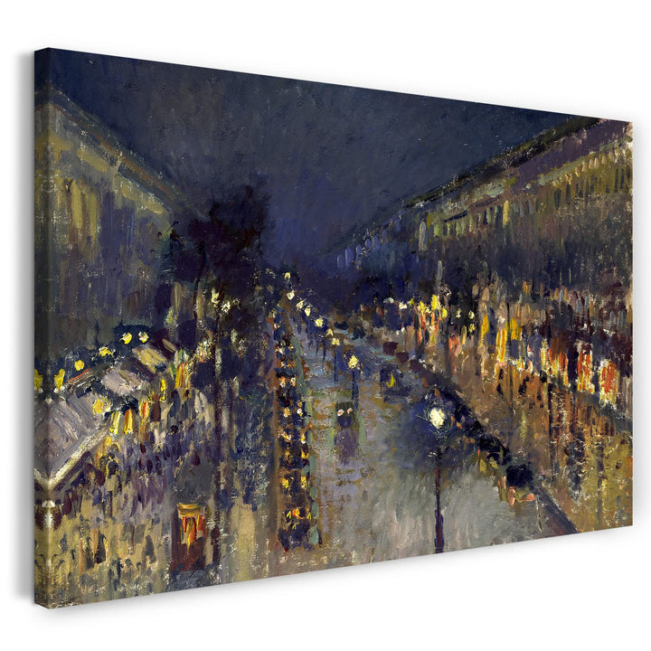 Printed Paintings Leinwand (80x60cm): Camille Pissarro - The Boulevard Montmartre at Night 80x60 cm,
