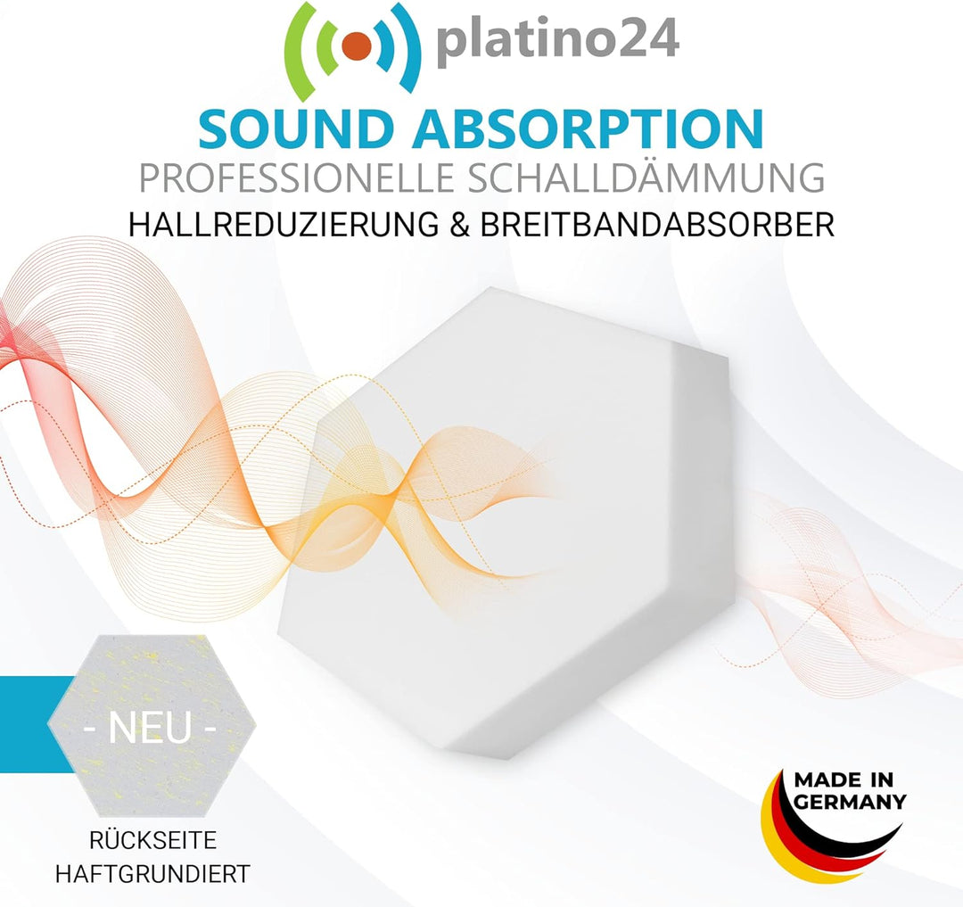 platino24 3D-Set Schallabsorber Hexagon aus Basotect G+, 6 Elemente 4x je Ø 300x30mm + 1x je Ø 300x5