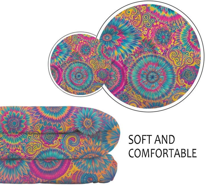 Kuiaobaty Boho-Mandala-Blumen-Fleece-Decke, Bettwäsche, King-Size-Grösse, ethnisches Mandala, Batikf