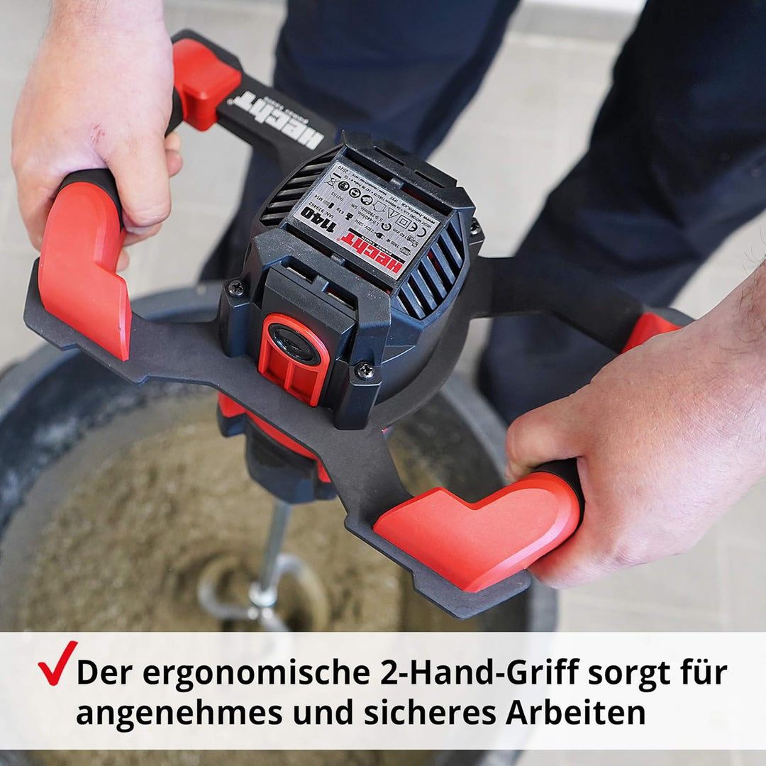 Hecht komfortables Rührwerk mit starken 1800 Watt – robustes 2-Gang-Metallgetriebe - Ideales Rührwer