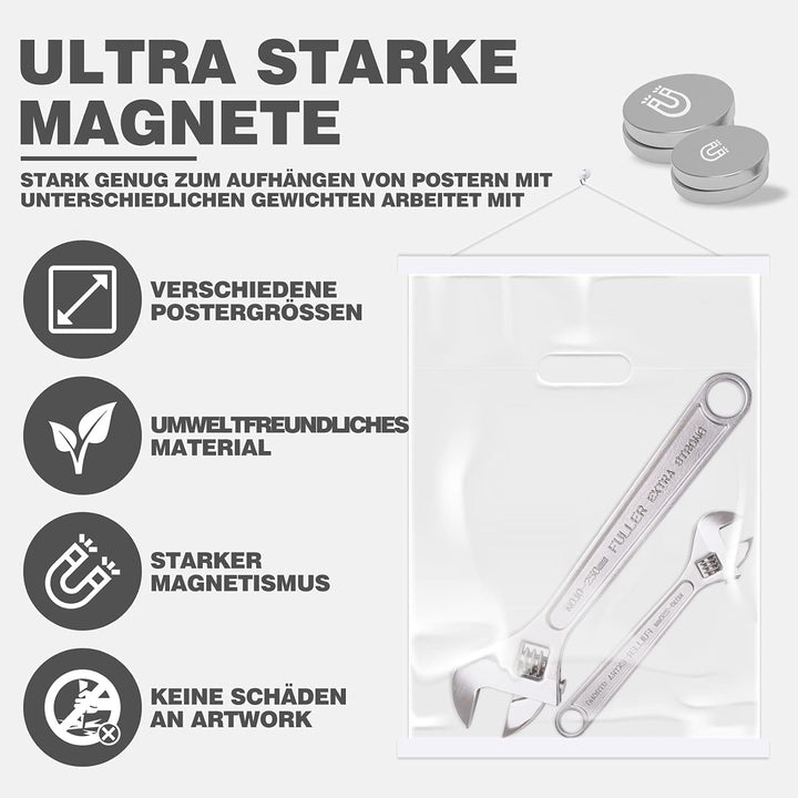 A0 Posterleiste Posterschiene Posterleisten 91CM, Magnet Magnetische Holz Poster Aufhänger Halter Ra