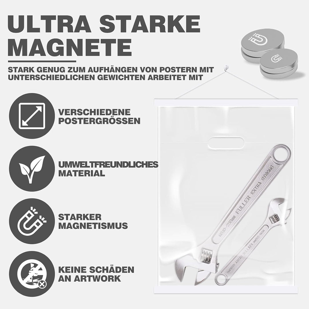 A0 Posterleiste Posterschiene Posterleisten 91CM, Magnet Magnetische Holz Poster Aufhänger Halter Ra
