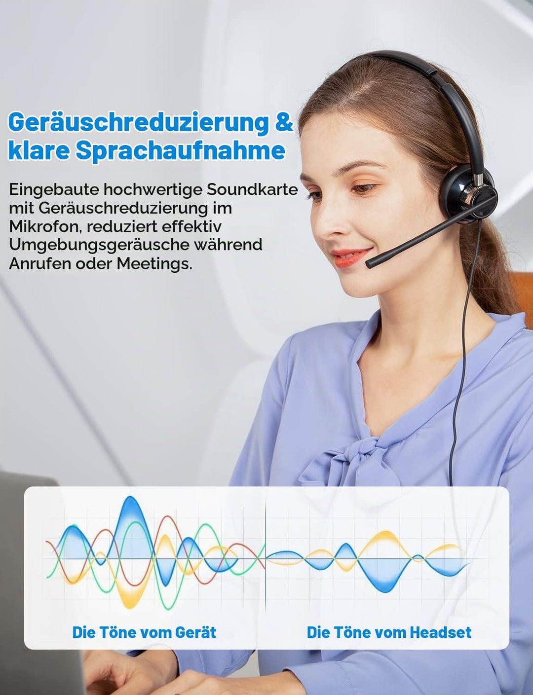 New Bee Headset PC Computer Headset mit Mikrofon Business Headsets USB Typ-C 3.5mm für Call Center O
