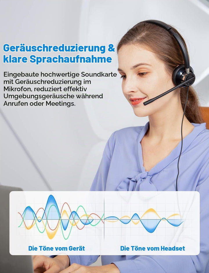 New Bee Headset PC Computer Headset mit Mikrofon Business Headsets USB Typ-C 3.5mm für Call Center O