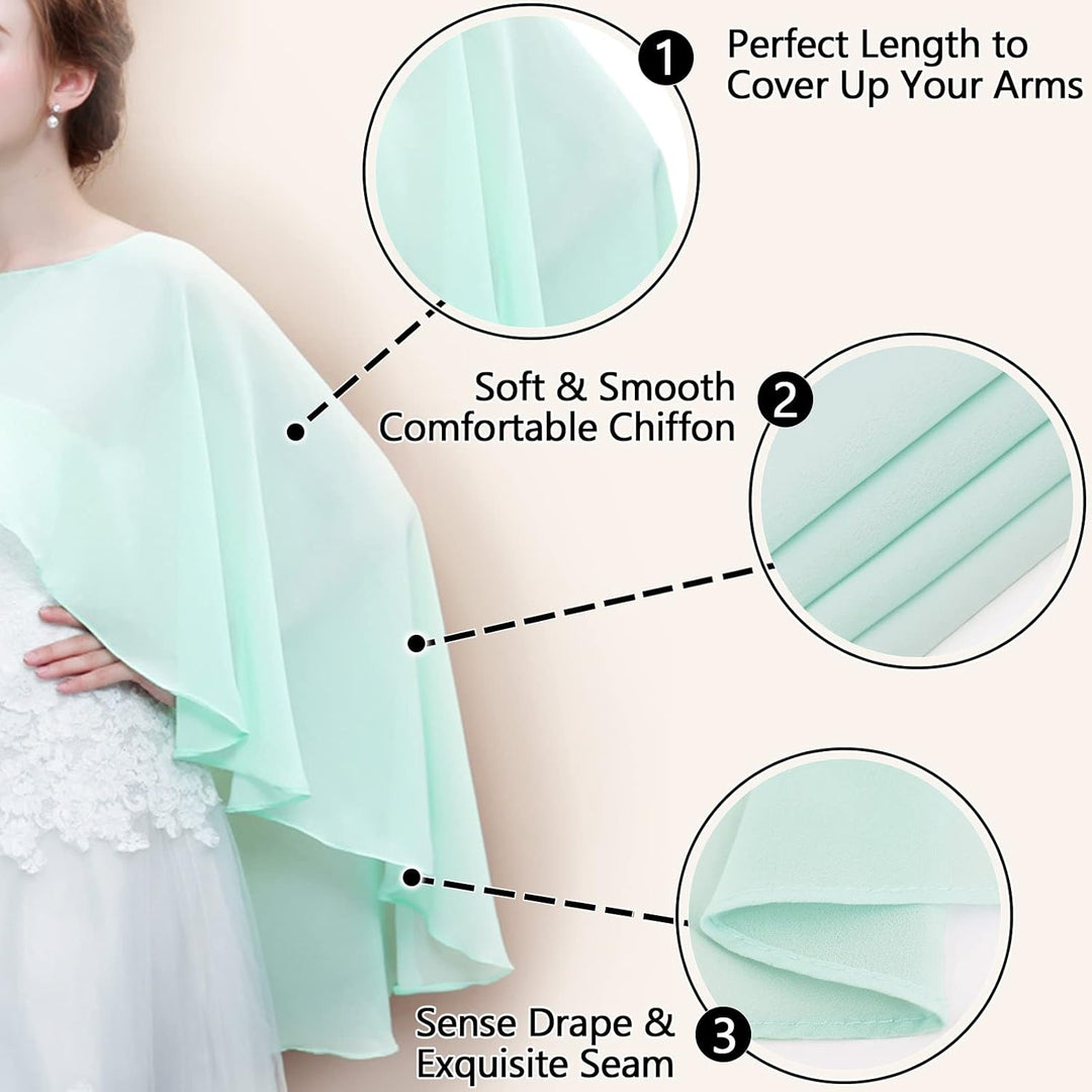Ladiery Sheer Chiffon Capes Weiche Capelets für Frauen, leichte Tücher und Wraps für Abendpartykleid