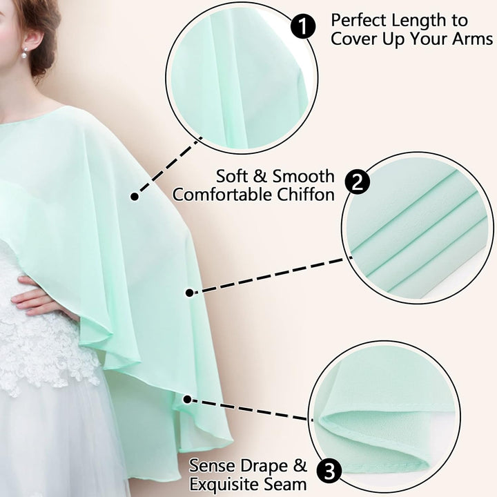 Ladiery Sheer Chiffon Capes Weiche Capelets für Frauen, leichte Tücher und Wraps für Abendpartykleid