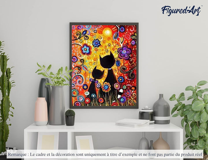 Figured'Art Malen Nach Zahlen Erwachsene Cartoon Katzen - Paint by Numbers Basteln DIY Bastelset 40x