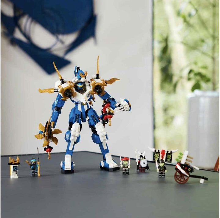 LEGO 71785 NINJAGO Jays Titan-Mech, Ninja-Spielset mit Jay, NYA und grüner Skelett-Krieger Minifigur