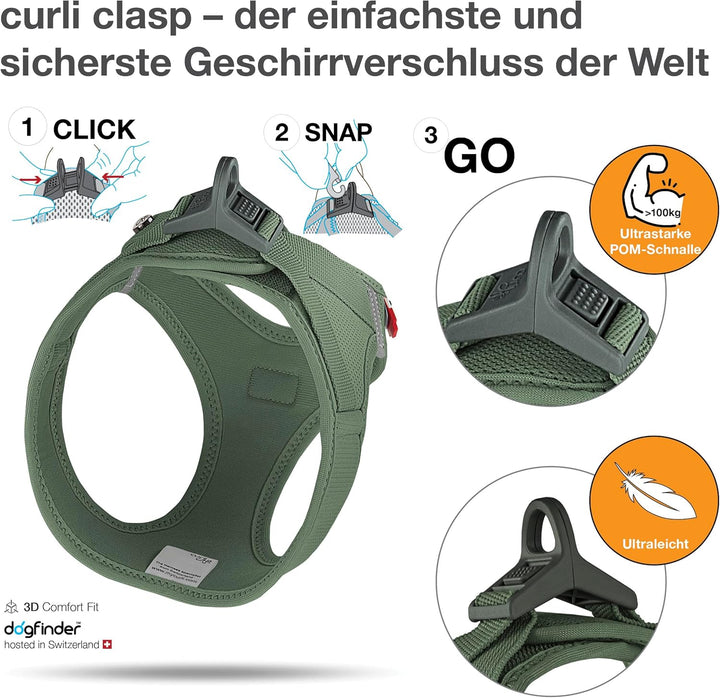 Vest Harness curli Clasp Air-Mesh Moss XS Grün (Moss) XS Einfarbig, Grün (Moss) XS Einfarbig