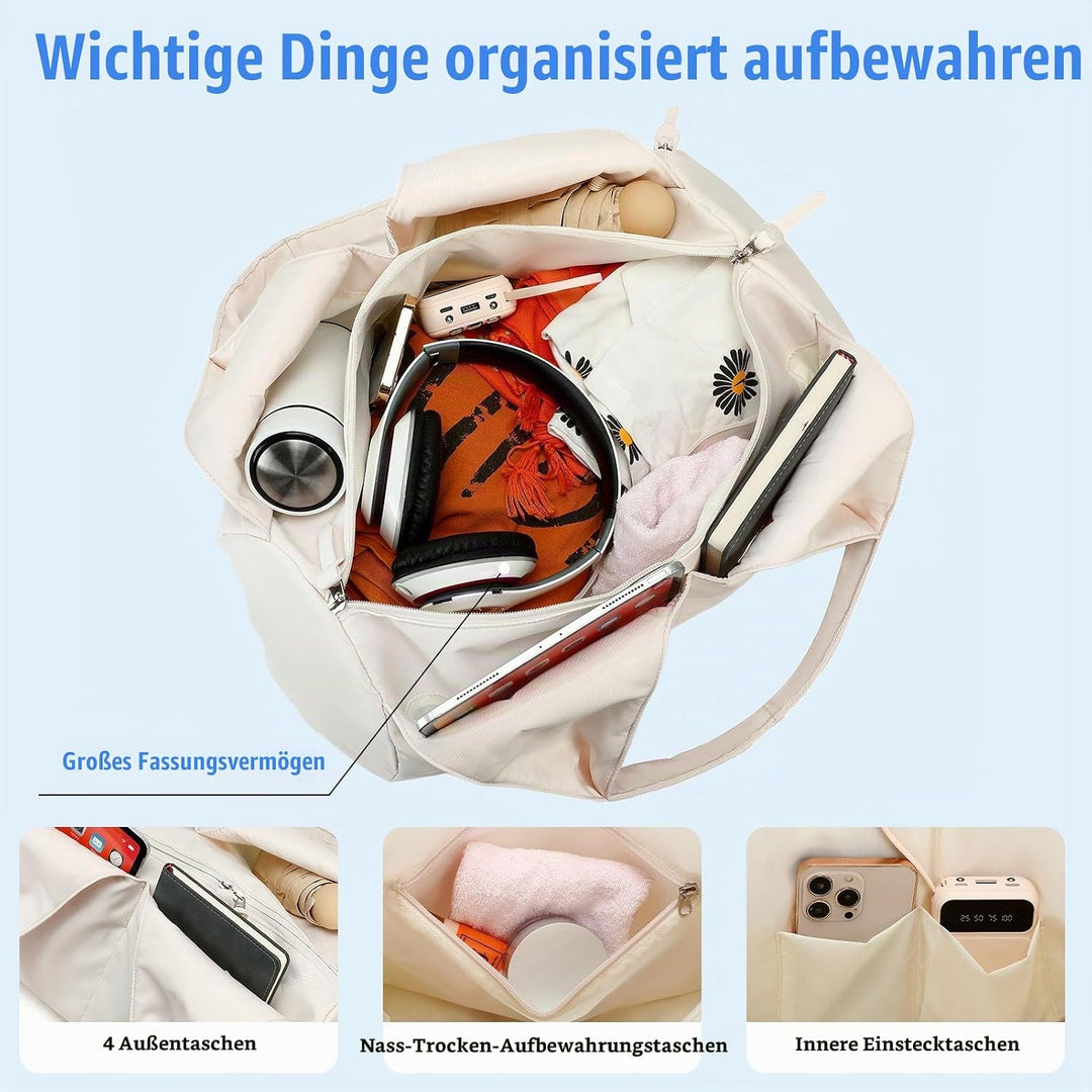Sporttasche für Damen und Herren mit Schuhfach &amp; Nassfach Weekender Reisetasche Freizeit Handtasche