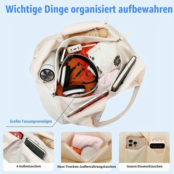 Sporttasche für Damen und Herren mit Schuhfach &amp; Nassfach Weekender Reisetasche Freizeit Handtasche