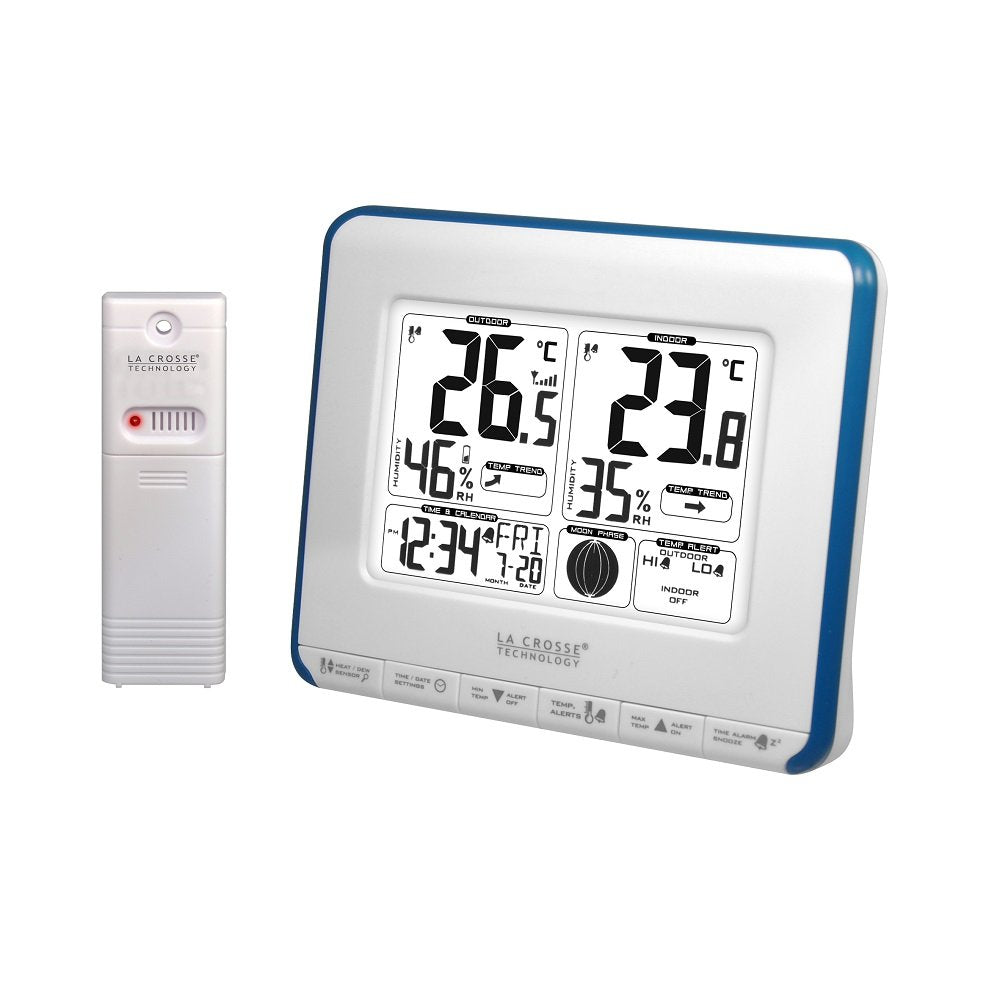 La Crosse Technology WS6812WHI-BLU Wetterstation für den Innen- und Aussenbereich, Weiss/Blau
