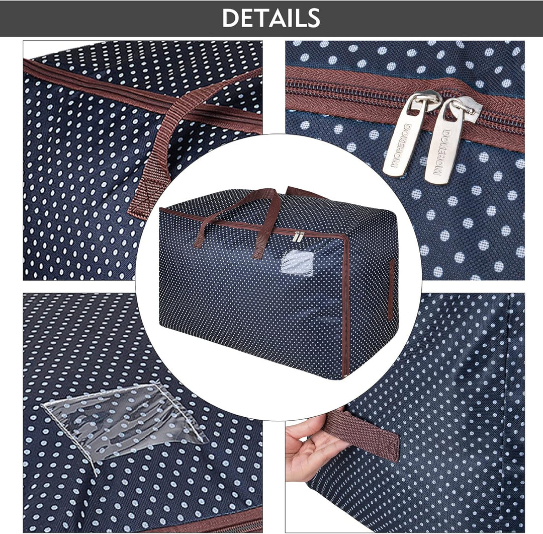 DOKEHOM 105L Large Underbed Clothes Storage Bag with Zip, Moisture Proof (Blue) Blau 105L, Blau 105L