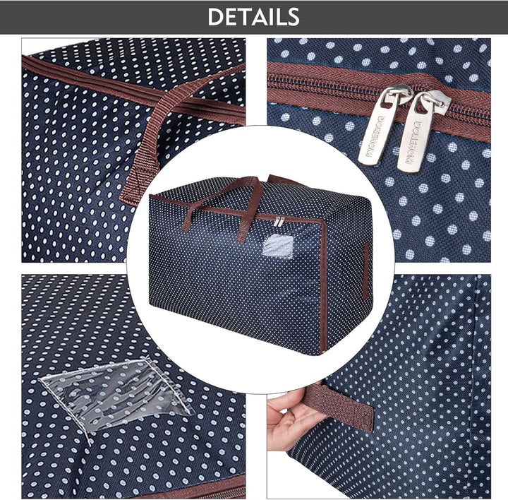 DOKEHOM 105L Large Underbed Clothes Storage Bag with Zip, Moisture Proof (Blue) Blau 105L, Blau 105L