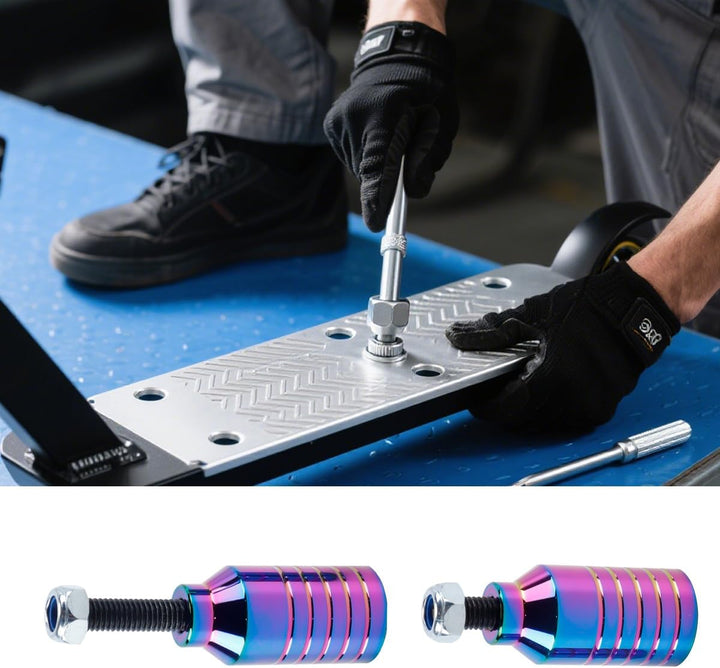 2 Stück Pro Stunt-Scooter Pegs – Regenbogenschwarzes Aluminium mit 12,9-Stufenachse und Befestigungs