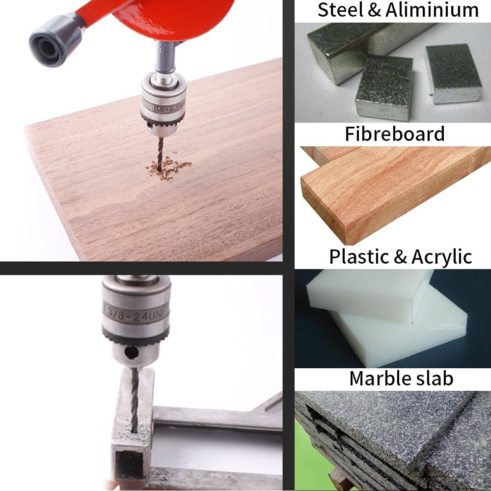 Swpeet 1/4 Zoll (0.6-6mm) Handbohrmaschine mit 13 Stahlbohrern (40–98 mm),Leistungsstark Spannfutter