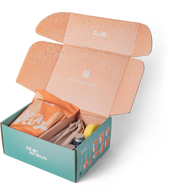 Sculpd – Das originale Töpfer-Set, Komplettes lufttrocknendes Ton-Set für Erwachsene, inklusive Mode