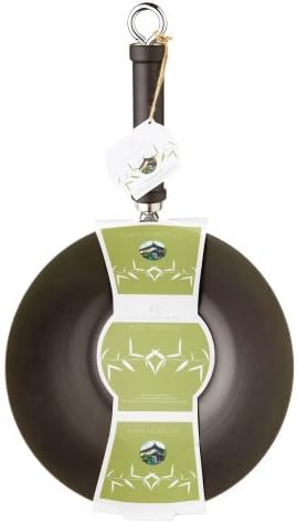 KitchenCraft Pure Oriental Wok aus Carbonstahl mit Antihaftbeschichtung, 20 cm, Schwarz 28 x 18 x 18