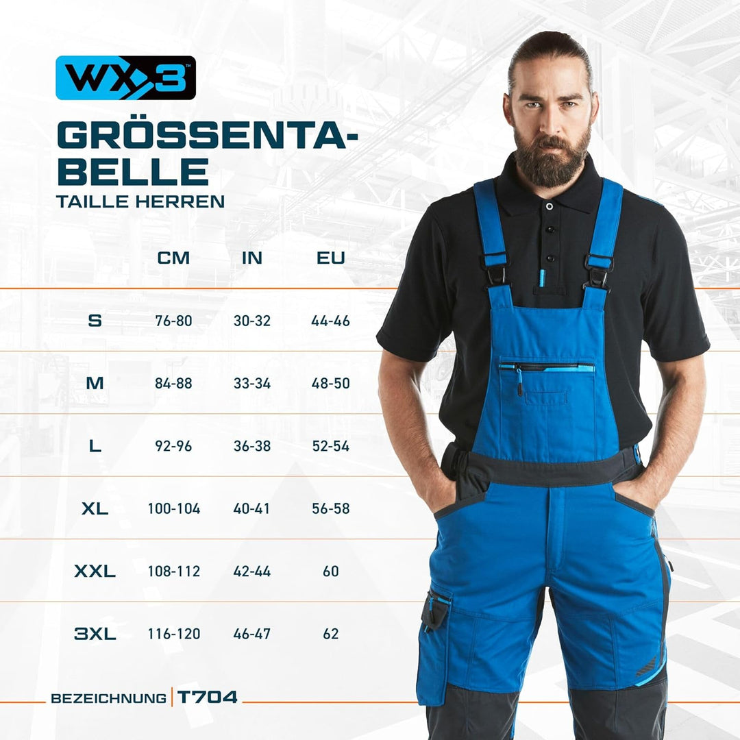 Portwest WX3 Latzhose, Grösse: L, Farbe: Persian Blau, T704PBRL L Persisches Blau, L Persisches Blau