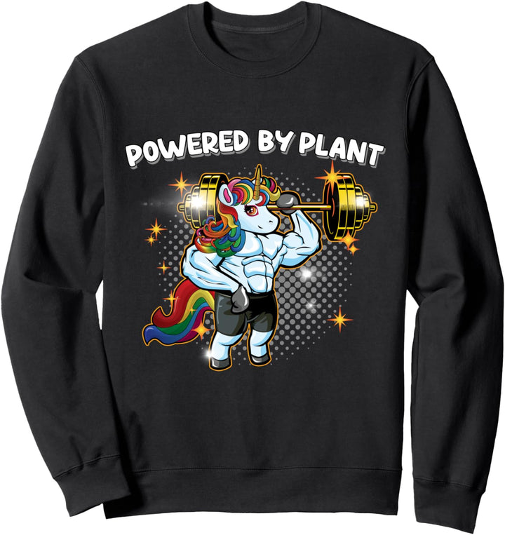 Funny Vegan Muscle Unicorn Powered By Plant Vegan Activism Sweatshirt