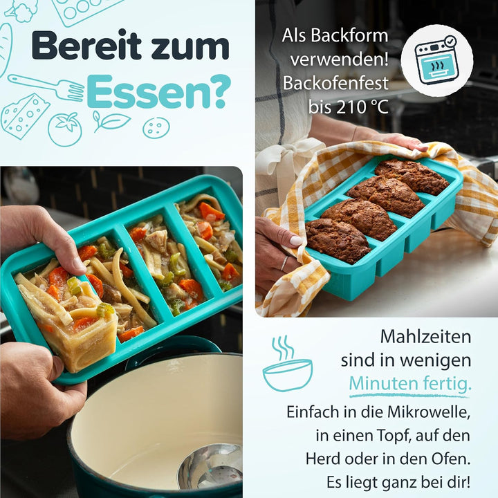Souper Cubes 2-Cup Extra-Large Silicone Freezer Tray with lid- 2 Pack - Makes 4 Perfect 2 Cup portio